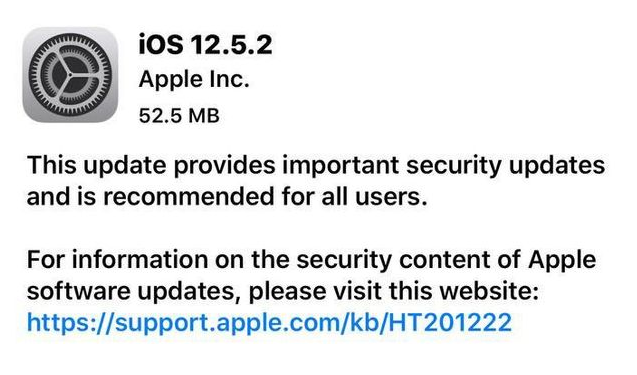 江陵苹果手机维修分享iOS12.5.2发布，建议所有老苹果用户安装 